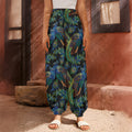 Embroidery Peacock Pattern Print Harem Pants