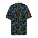 Embroidery Peacock Pattern Print Hawaiian Shirt