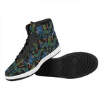 Embroidery Peacock Pattern Print High Top Leather Sneakers
