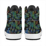 Embroidery Peacock Pattern Print High Top Leather Sneakers