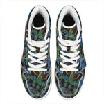 Embroidery Peacock Pattern Print High Top Leather Sneakers