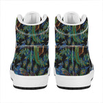 Embroidery Peacock Pattern Print High Top Leather Sneakers