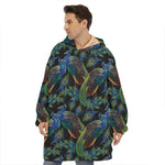 Embroidery Peacock Pattern Print Hoodie Blanket