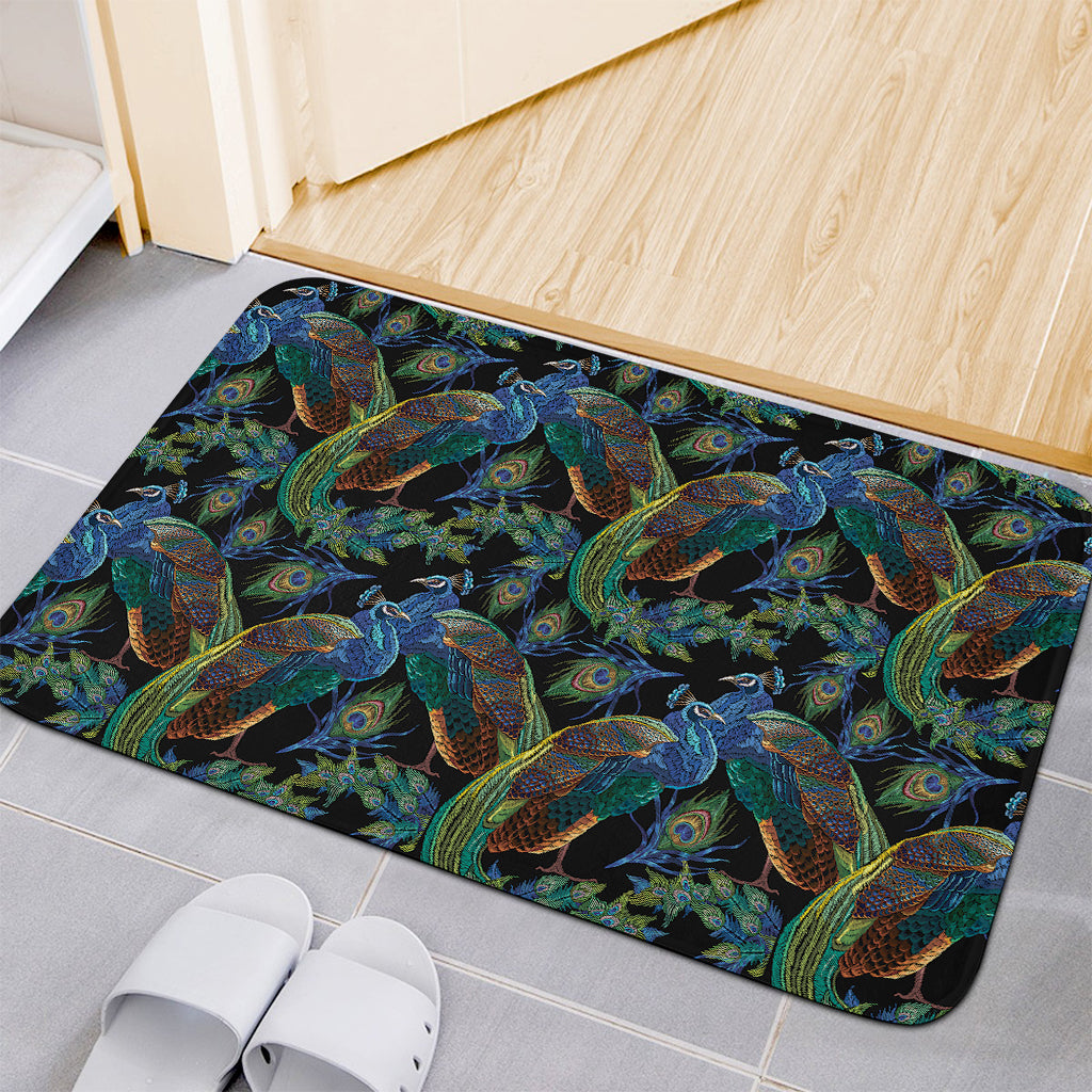 Embroidery Peacock Pattern Print Indoor Door Mat