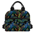 Embroidery Peacock Pattern Print Insulated Lunch Bag