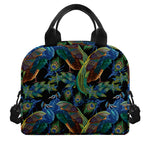 Embroidery Peacock Pattern Print Insulated Lunch Bag
