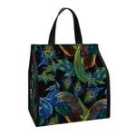 Embroidery Peacock Pattern Print Insulated Lunch Tote