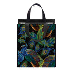 Embroidery Peacock Pattern Print Insulated Lunch Tote