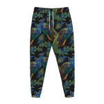 Embroidery Peacock Pattern Print Jogger Pants