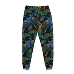 Embroidery Peacock Pattern Print Jogger Pants