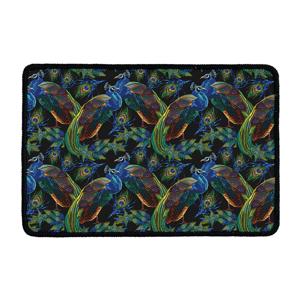 Embroidery Peacock Pattern Print Kitchen Mat