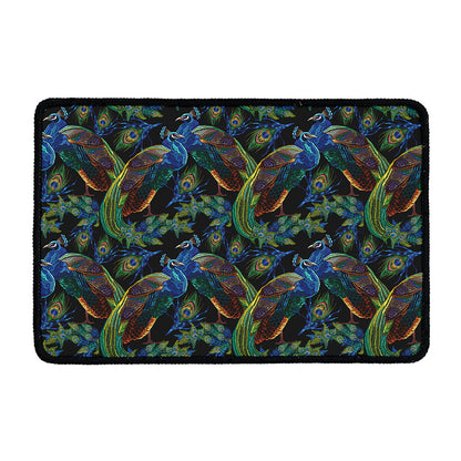 Embroidery Peacock Pattern Print Kitchen Mat
