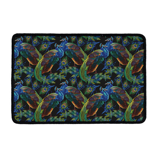 Embroidery Peacock Pattern Print Kitchen Mat