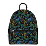 Embroidery Peacock Pattern Print Leather Backpack