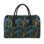 Embroidery Peacock Pattern Print Leather Duffle Bag