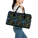 Embroidery Peacock Pattern Print Leather Duffle Bag