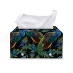 Embroidery Peacock Pattern Print Leather Tissue Box Cover