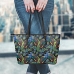 Embroidery Peacock Pattern Print Leather Tote Bag