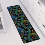 Embroidery Peacock Pattern Print Long Kitchen Mat