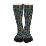 Embroidery Peacock Pattern Print Long Socks