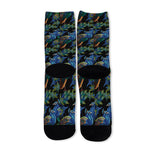 Embroidery Peacock Pattern Print Long Socks