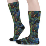 Embroidery Peacock Pattern Print Long Socks