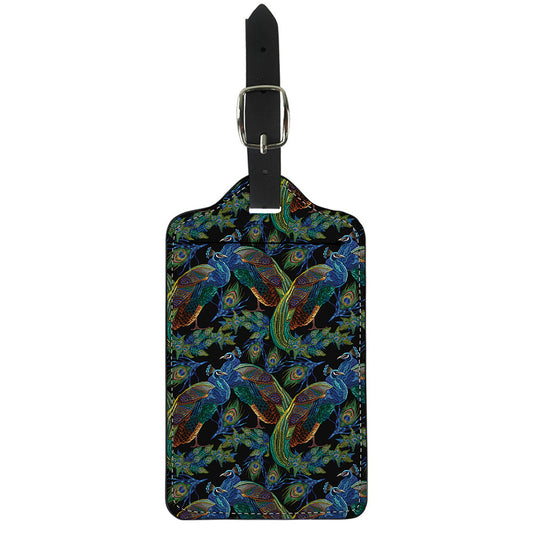 Embroidery Peacock Pattern Print Luggage Tag