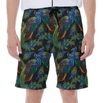 Embroidery Peacock Pattern Print Men's Beach Shorts