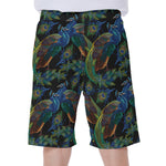 Embroidery Peacock Pattern Print Men's Beach Shorts