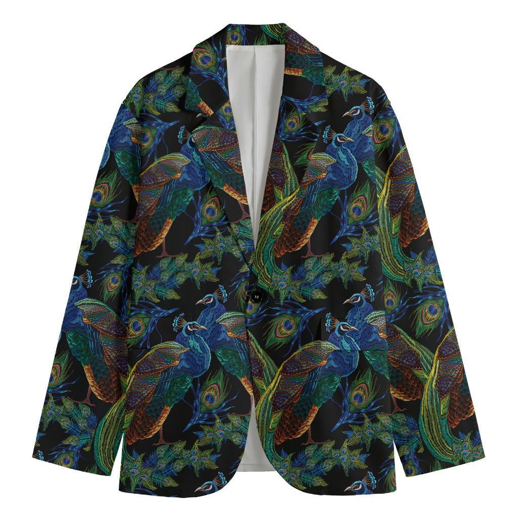 Embroidery Peacock Pattern Print Men's Blazer
