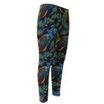 Embroidery Peacock Pattern Print Men's Compression Pants