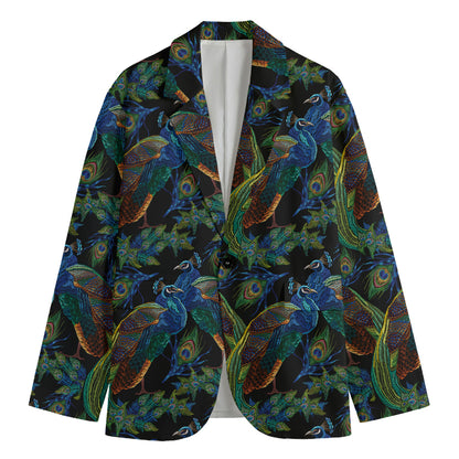 Embroidery Peacock Pattern Print Men's Cotton Blazer