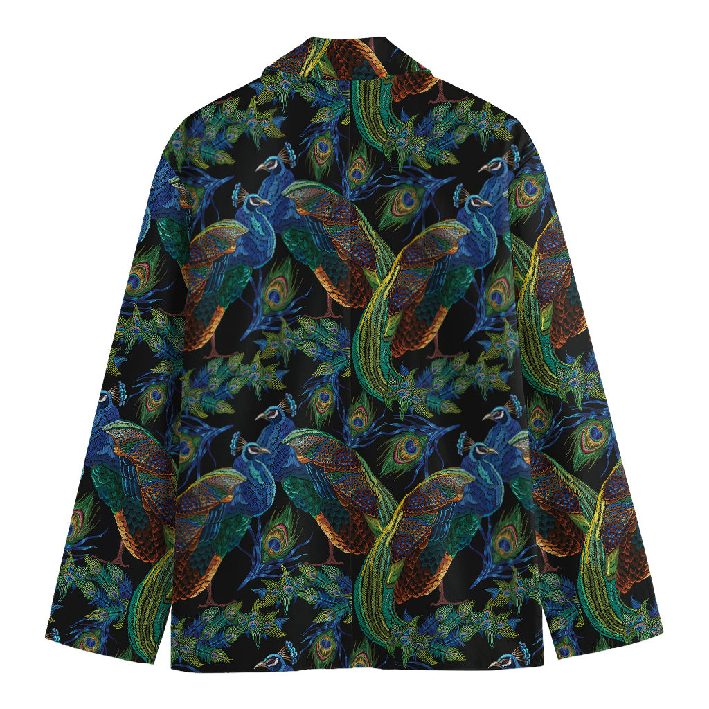 Embroidery Peacock Pattern Print Men's Cotton Blazer
