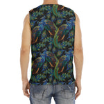 Embroidery Peacock Pattern Print Men's Fitness Tank Top