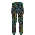 Embroidery Peacock Pattern Print Men's leggings