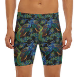 Embroidery Peacock Pattern Print Men's Long Boxer Briefs