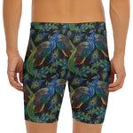 Embroidery Peacock Pattern Print Men's Long Boxer Briefs