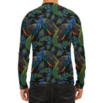 Embroidery Peacock Pattern Print Men's Long Sleeve Rash Guard