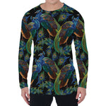 Embroidery Peacock Pattern Print Men's Long Sleeve T-Shirt