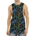 Embroidery Peacock Pattern Print Men's Muscle Tank Top