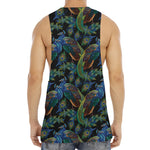 Embroidery Peacock Pattern Print Men's Muscle Tank Top