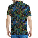 Embroidery Peacock Pattern Print Men's Polo Shirt
