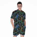 Embroidery Peacock Pattern Print Men's Rompers
