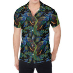 Embroidery Peacock Pattern Print Men's Shirt