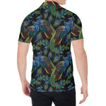 Embroidery Peacock Pattern Print Men's Shirt