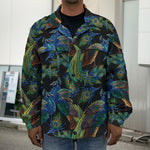 Embroidery Peacock Pattern Print Men's Shirt Jacket
