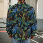 Embroidery Peacock Pattern Print Men's Shirt Jacket