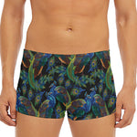 Embroidery Peacock Pattern Print Men's Short Boxer Briefs