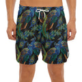 Embroidery Peacock Pattern Print Men's Split Running Shorts