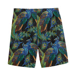 Embroidery Peacock Pattern Print Men's Sports Shorts
